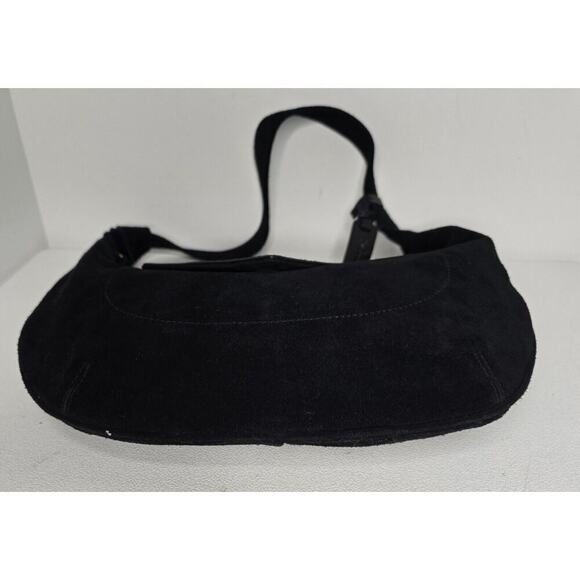 Sabrina Scala Black Suede with "Stained Glass" Leather Flap Hobo Shoulder Bag - Picture 4 of 10